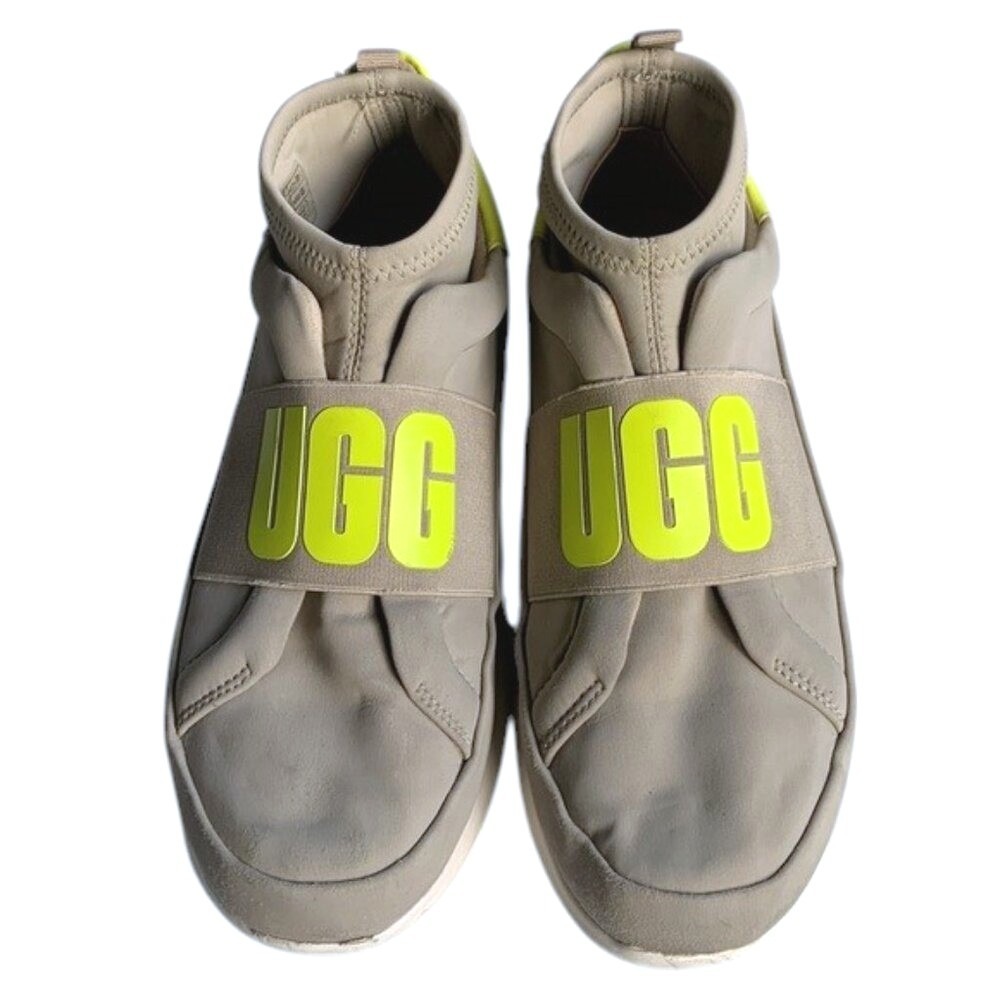 UGG Neutra Slip On Sneakers Womens 7 Gray Neon Yellow Athleisure Streetwear